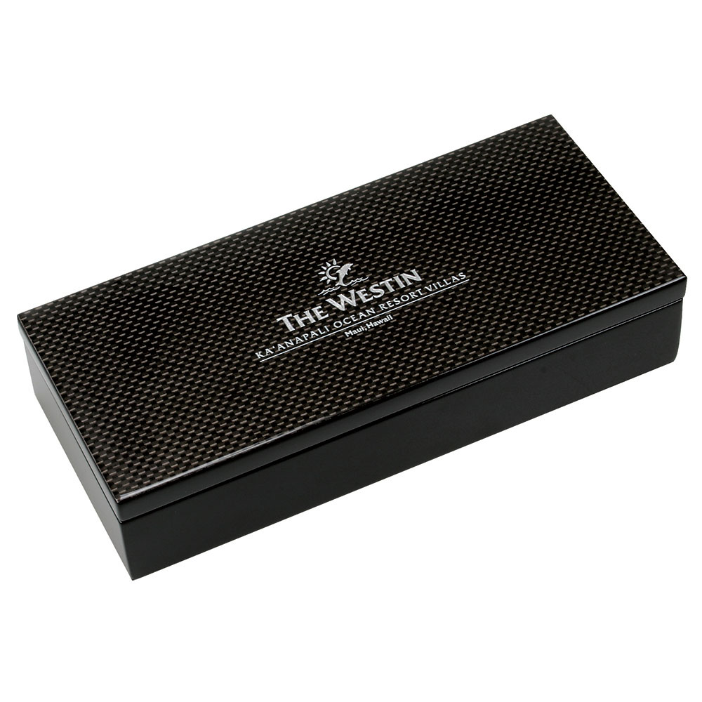 Square Black Box with Carbon Fiber Finish Lid | B300-Q