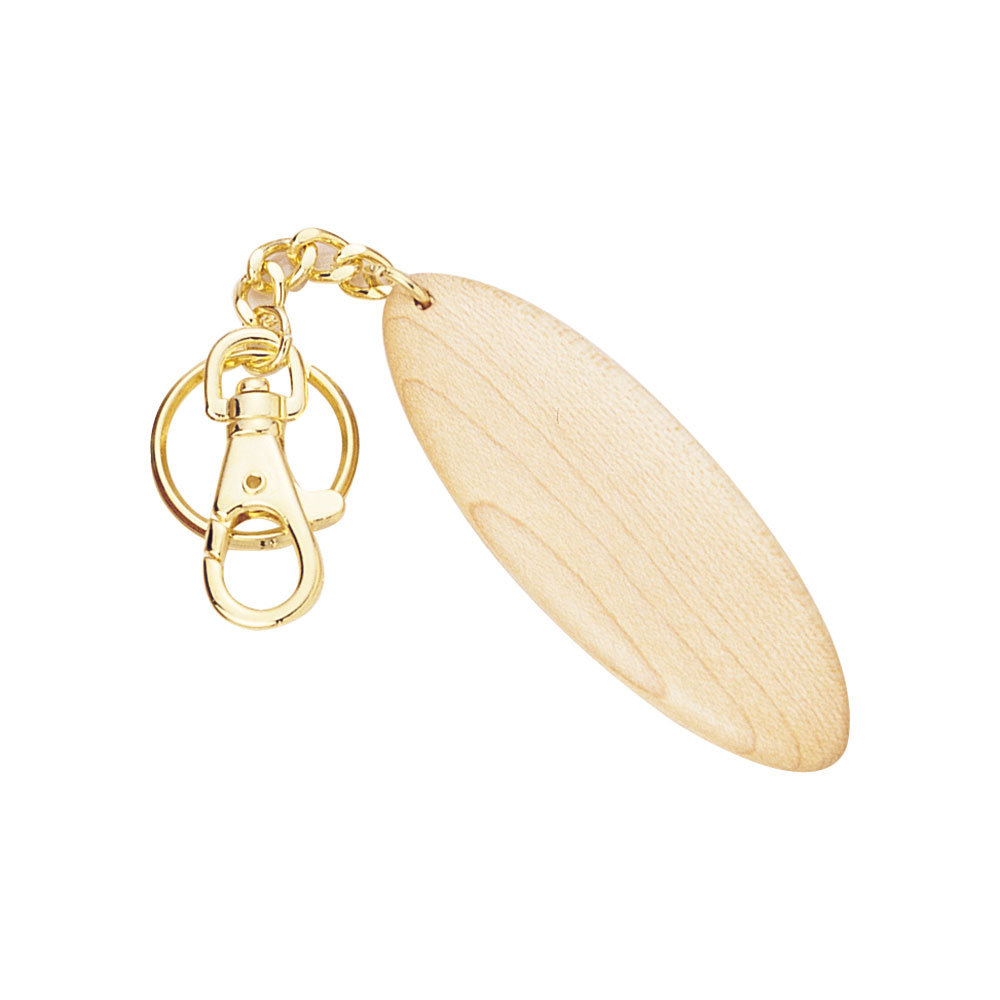 Oval Shaped Maple Wood Key Chain