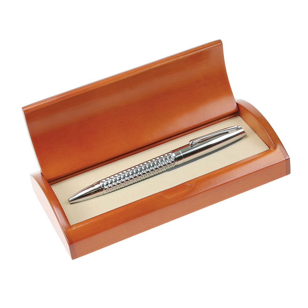 Sleek Ball Pen in Curved Wooden Gift Box